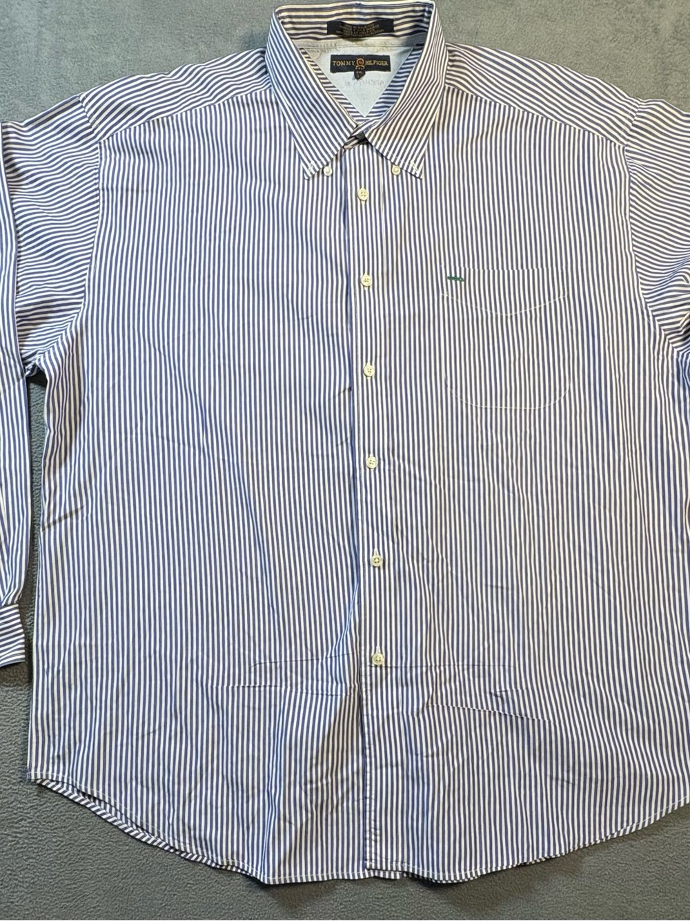 Tommy Hilfiger Golf Vintage Men’s Blue & White Stripe Button-Down Shirt